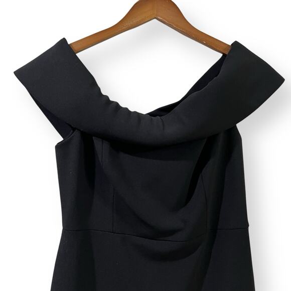 Calvin Klein Sheath Dress Off Shoulder Black Womens Size 6 Zip Back Cocktail - Picture 2 of 8